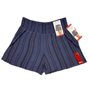 Three Dots Pull On Shorts Size Medium Blue Stripes Coastal Beachy Boho Summer